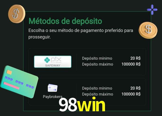 O cassino 98win oferece uma grande variedade de métodos de pagamento